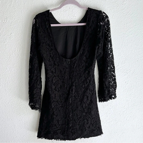 Loveshackfancy Lace Mini Dress Bell Sleeves Black Sz 2 Whimsigoth - Picture 2 of 6